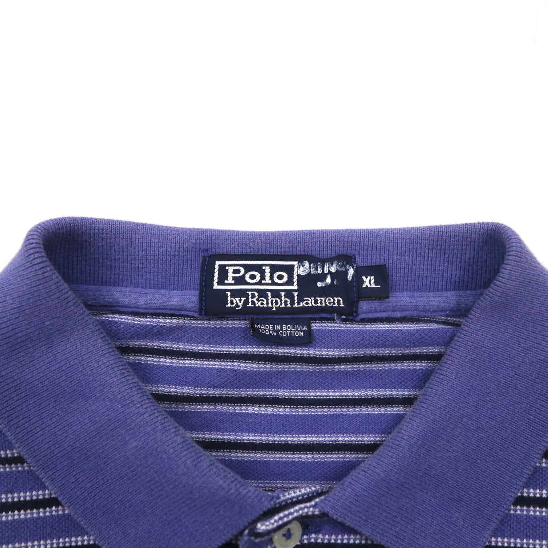 Polo by Ralph Lauren 90s Striped Polo Shirt, XL, Blue Cotton, Pique, Small Pony Embroidery