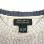 Eddie Bauer クルーネック 前V ニット セーター M ベージュ コットン 3823