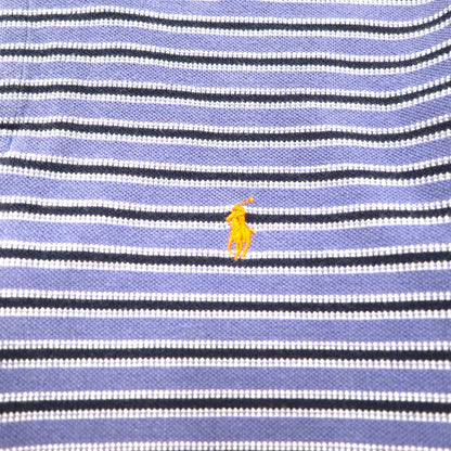 Polo by Ralph Lauren 90年代 ボーダー ポロシャツ XL ブルー コットン 鹿の子 スモールポニー刺繍