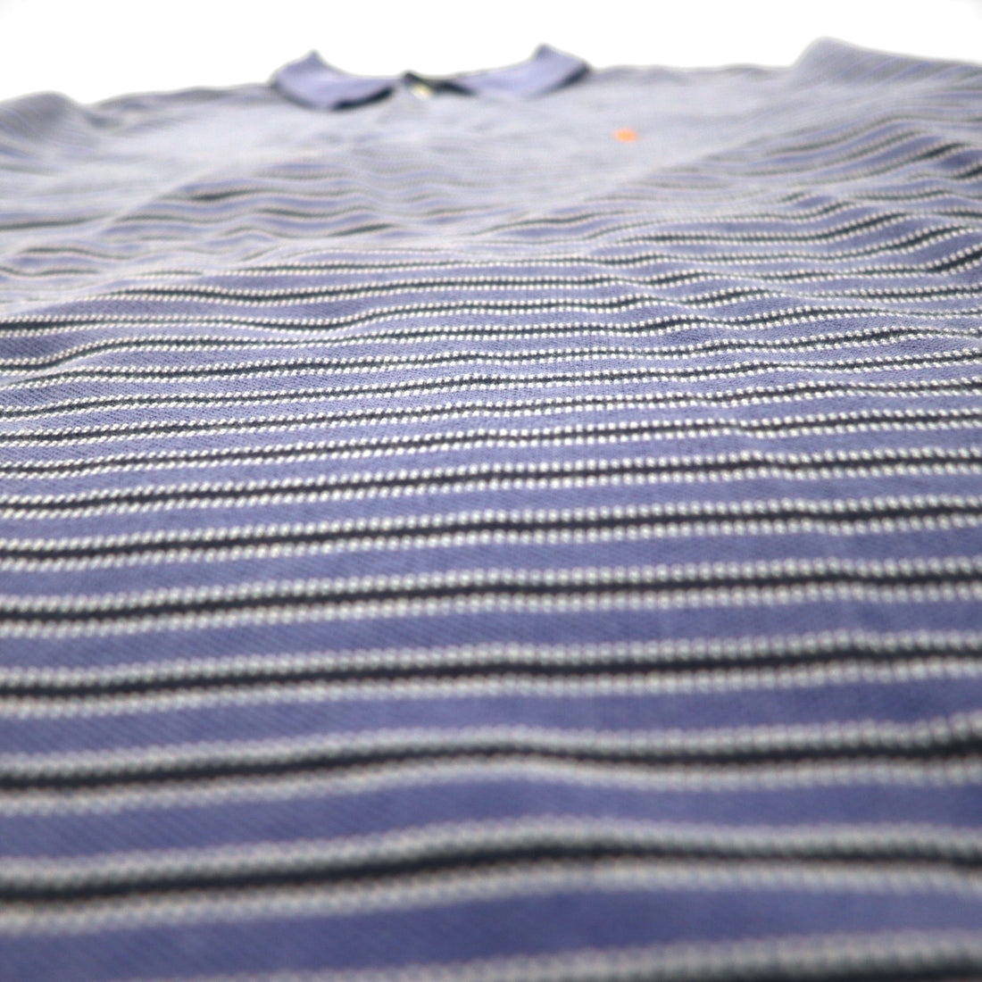 Polo by Ralph Lauren 90s Striped Polo Shirt, XL, Blue Cotton, Pique, Small Pony Embroidery