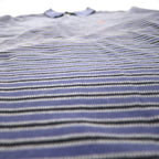 Polo by Ralph Lauren 90s Striped Polo Shirt, XL, Blue Cotton, Pique, Small Pony Embroidery