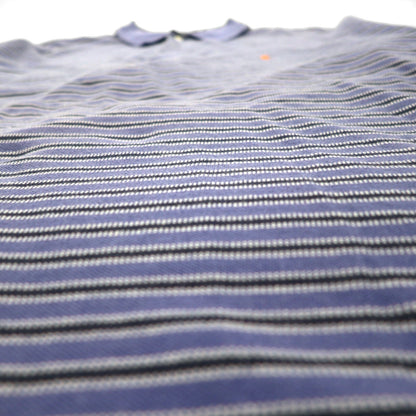 Polo by Ralph Lauren 90年代 ボーダー ポロシャツ XL ブルー コットン 鹿の子 スモールポニー刺繍