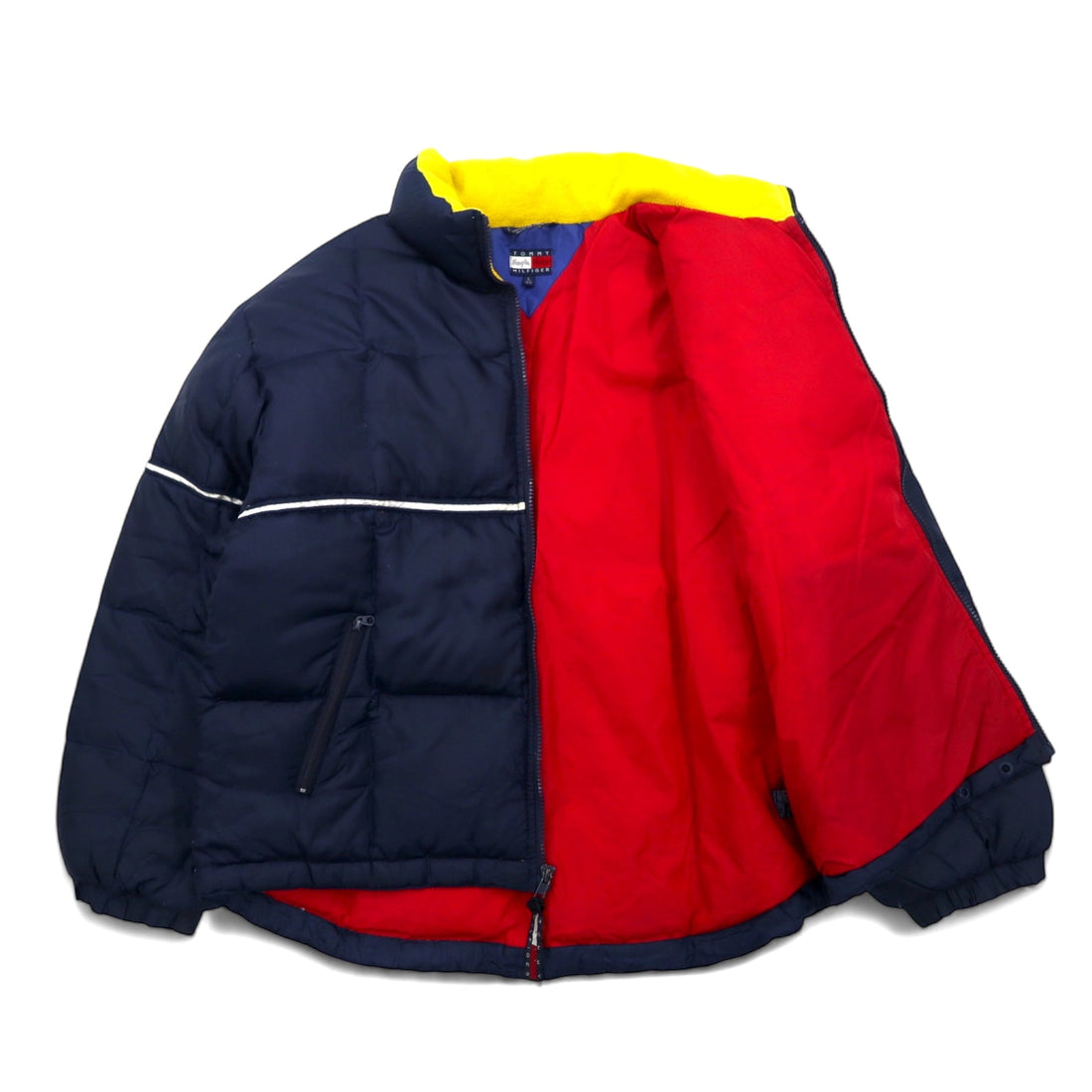 TOMMY HILFIGER 90s Down Jacket L Navy Nylon Flag Logo