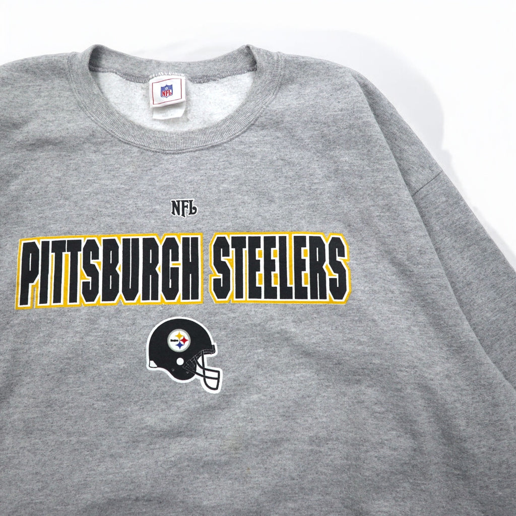 NFL 90s Crew Neck Sweatshirt XL Grey Print PITTSBURGH STEELERS Made in Mexico