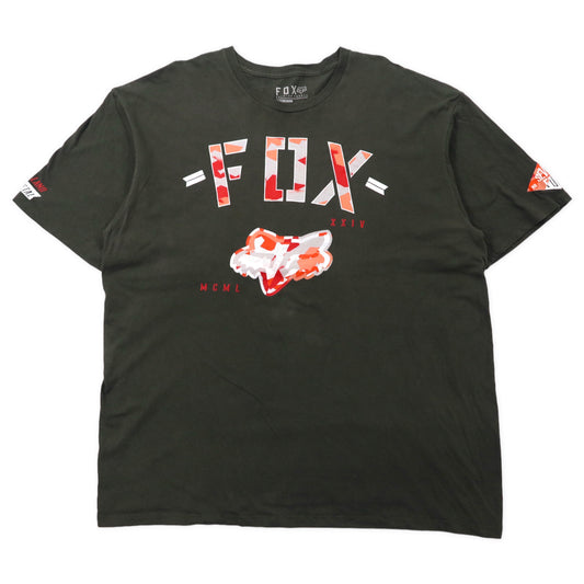 日本然リトテ-古着オンライン-FOX RACING ロゴプリントTシャツ XXL カーキ コットン ビッグサイズ メキシコ製-