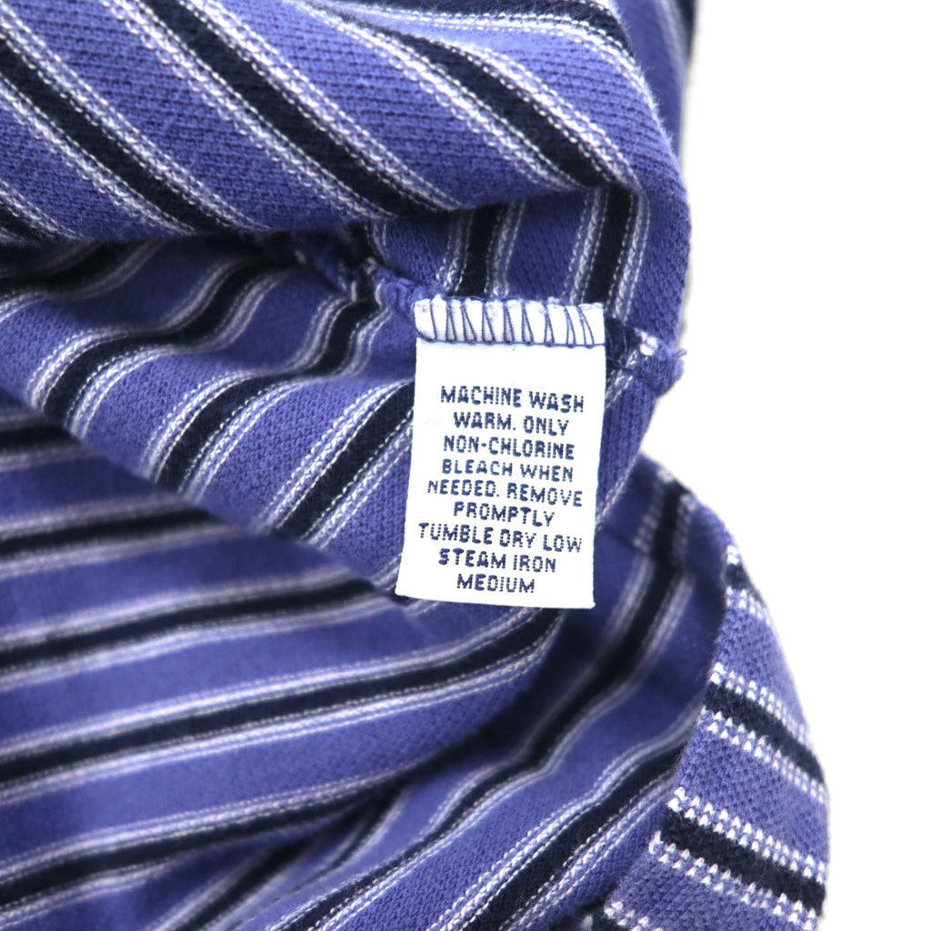 Polo by Ralph Lauren 90s Striped Polo Shirt, XL, Blue Cotton, Pique, Small Pony Embroidery