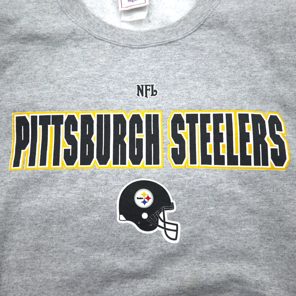 NFL 90s Crew Neck Sweatshirt XL Grey Print PITTSBURGH STEELERS Made in Mexico