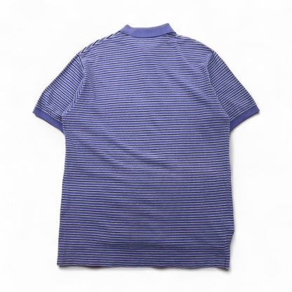 Polo by Ralph Lauren 90年代 ボーダー ポロシャツ XL ブルー コットン 鹿の子 スモールポニー刺繍