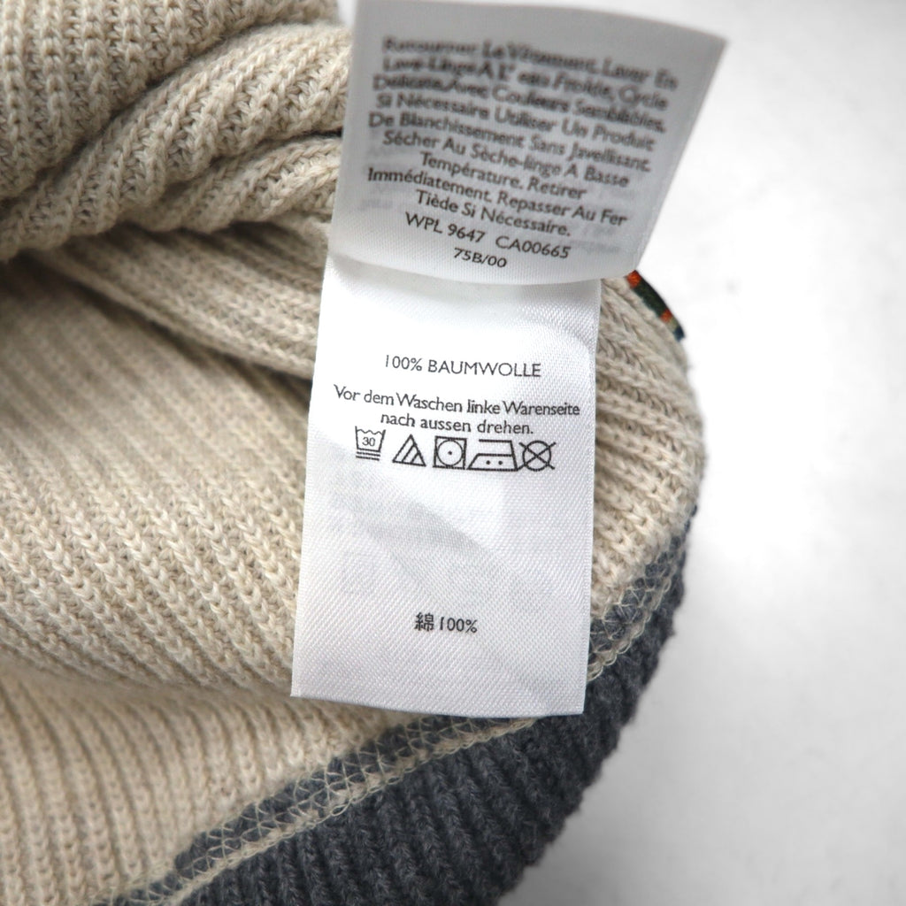 Eddie Bauer クルーネック 前V ニット セーター M ベージュ コットン 3823