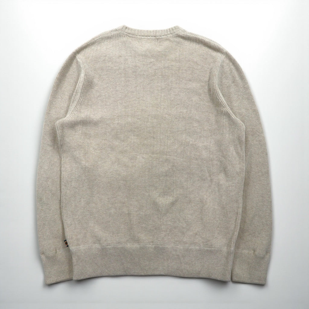 Eddie Bauer クルーネック 前V ニット セーター M ベージュ コットン 3823