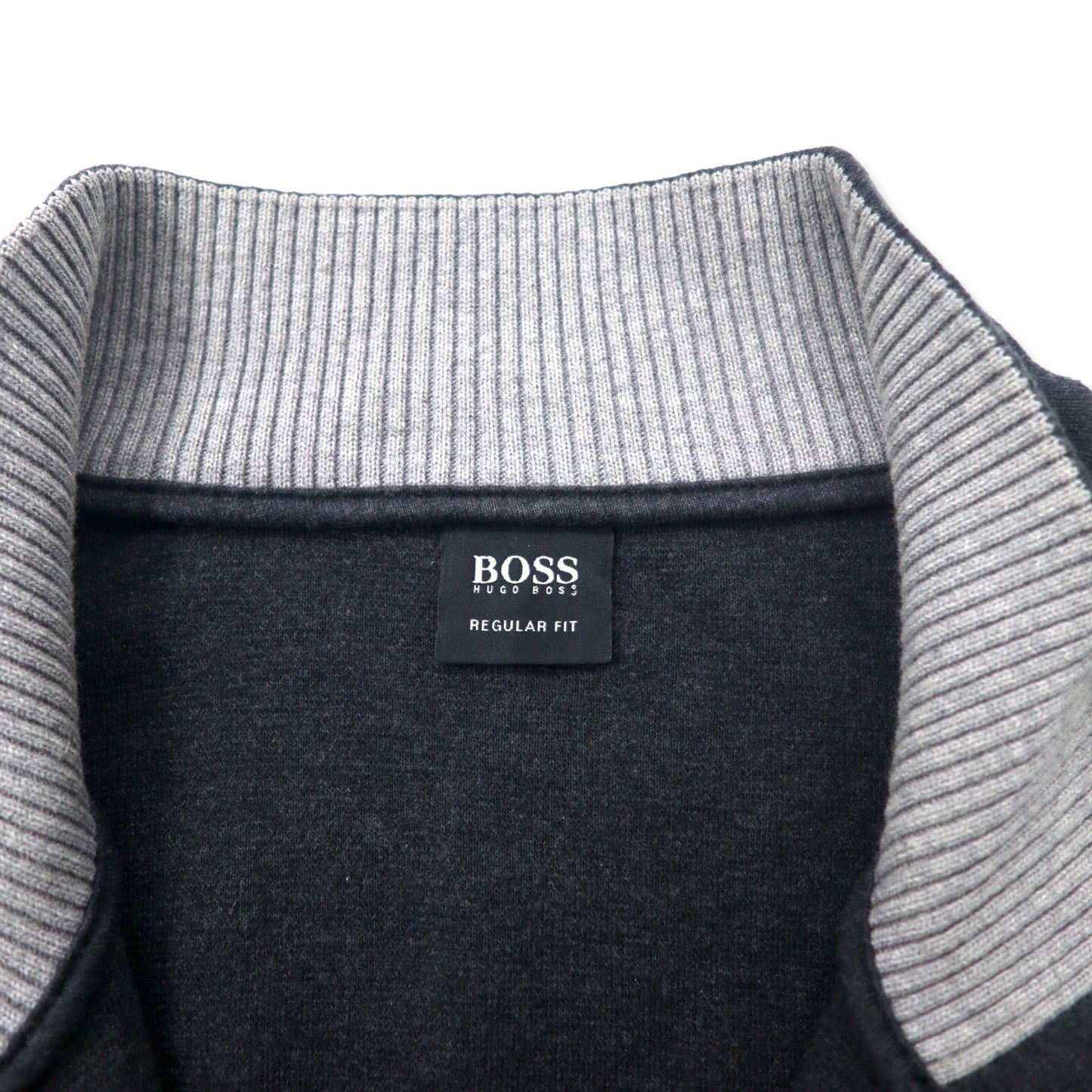 HUGO BOSS ハーフジップ コットンニット セーター ナイロン切り替え XXL グレー REGULAR FIT ビッグサイズ