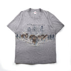 anvil 90年代 USA製 シングルステッチ Tシャツ XL グレー MINESOTA 両面 アニマル プリント オオカミ