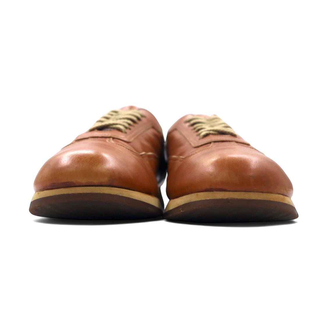 BURBERRY Calf Leather Sneakers 24.5cm Beige BU1340