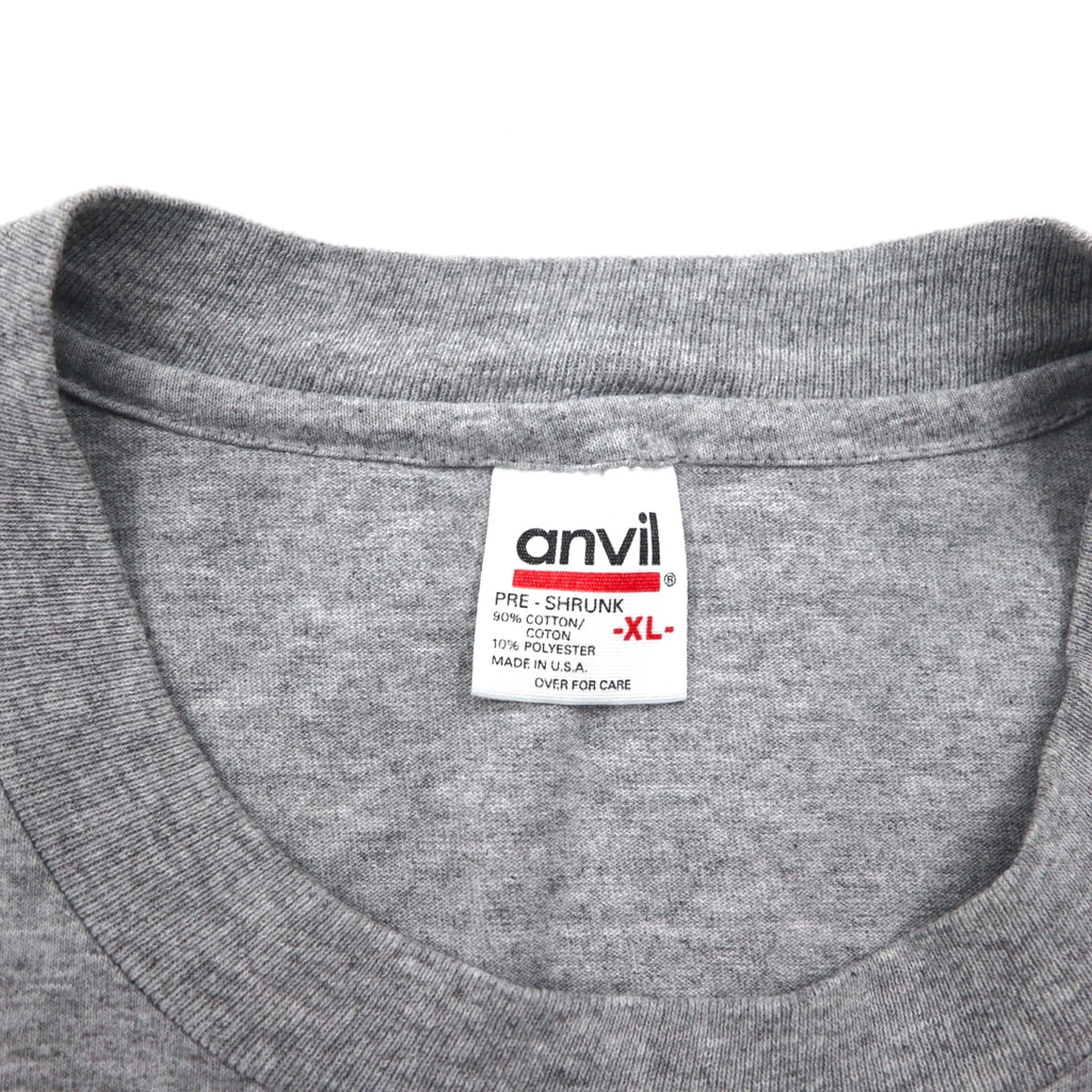 anvil 90年代 USA製 シングルステッチ Tシャツ XL グレー MINESOTA 両面 アニマル プリント オオカミ