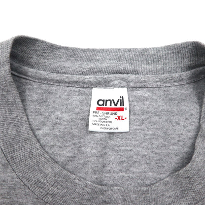 anvil 90年代 USA製 シングルステッチ Tシャツ XL グレー MINESOTA 両面 アニマル プリント オオカミ