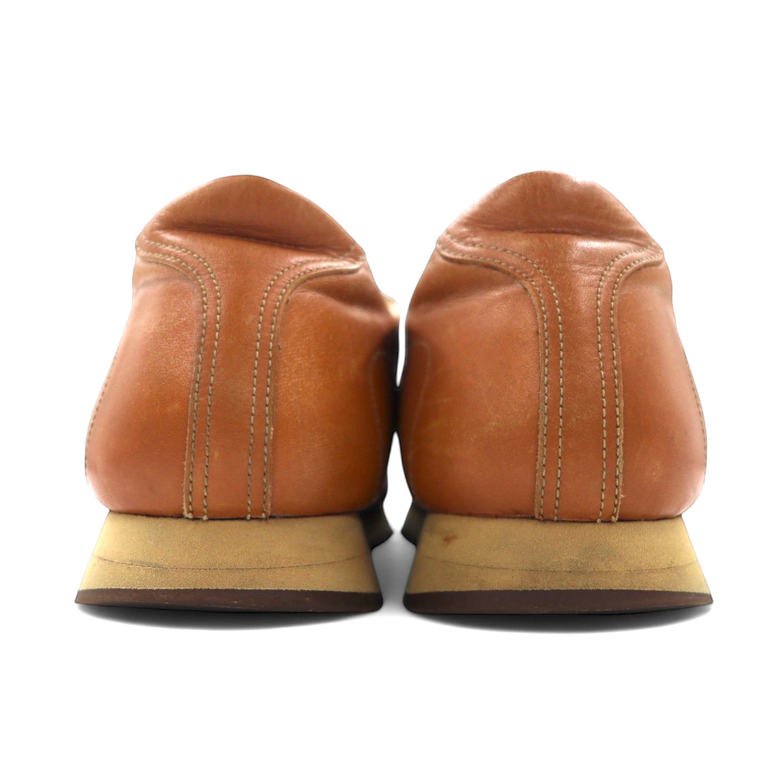 BURBERRY Calf Leather Sneakers 24.5cm Beige BU1340