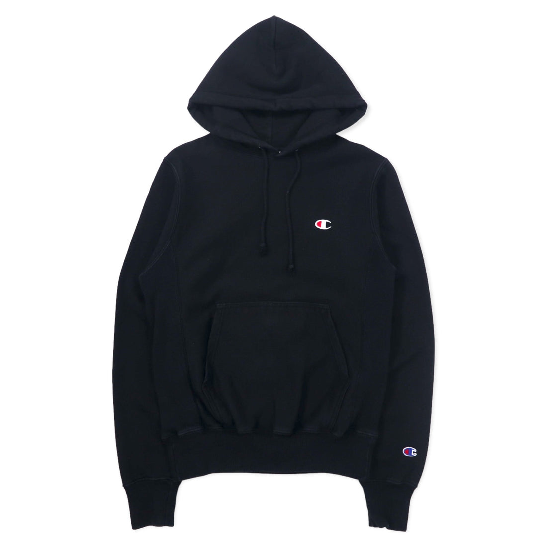 日本然リトテ-古着オンライン-Champion リバースウィーブ パーカー M ブラック コットン 青単タグ 復刻 パキスタン製-Champion Reverse Weave Hoodie M Black Cotton Single Blue Tag Reprint Pakistan Made