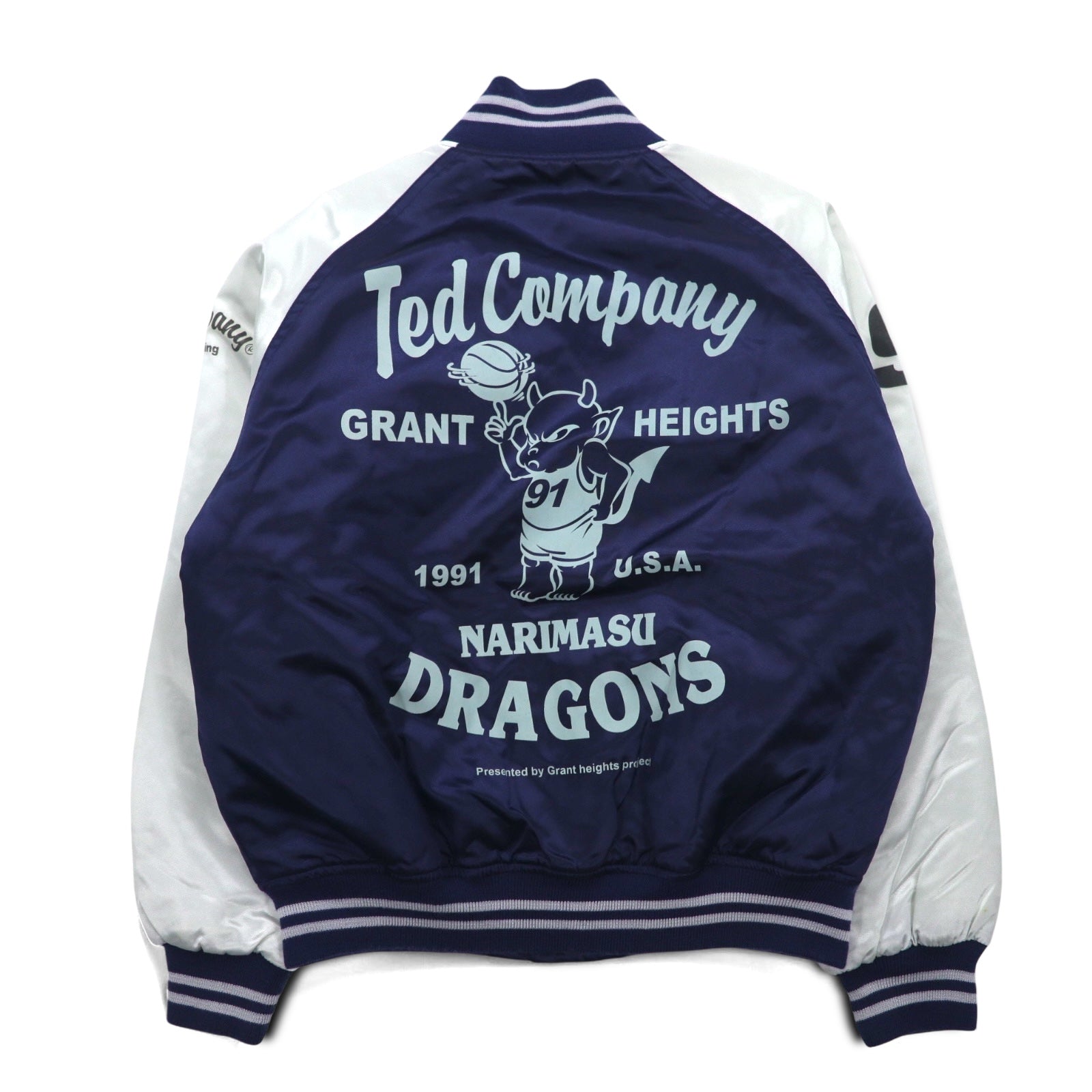 Ted Company Nylon Stadium Jacket, S, Navy, Double-Sided Print, Quilted Liner, NARIMASU DRAGONS