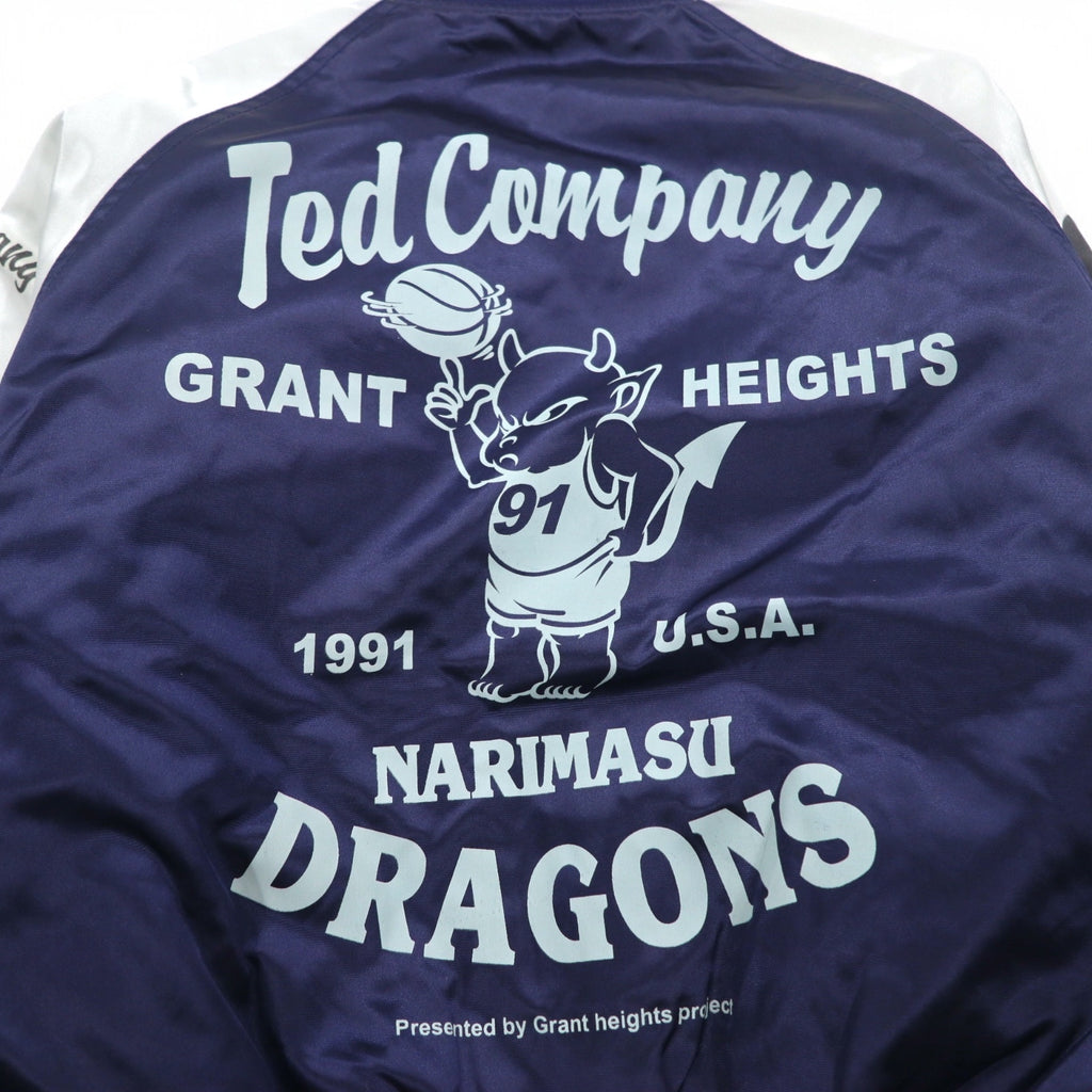 Ted Company Nylon Stadium Jacket, S, Navy, Double-Sided Print, Quilted Liner, NARIMASU DRAGONS