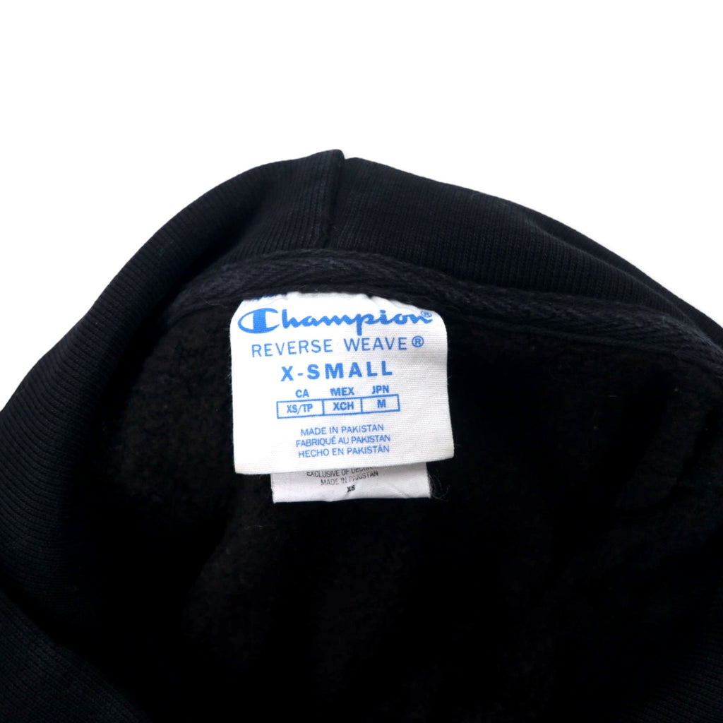 Champion Reverse Weave Hoodie, Medium, Black, Cotton, Blue Single Tag, Reprint, Made in Pakistan