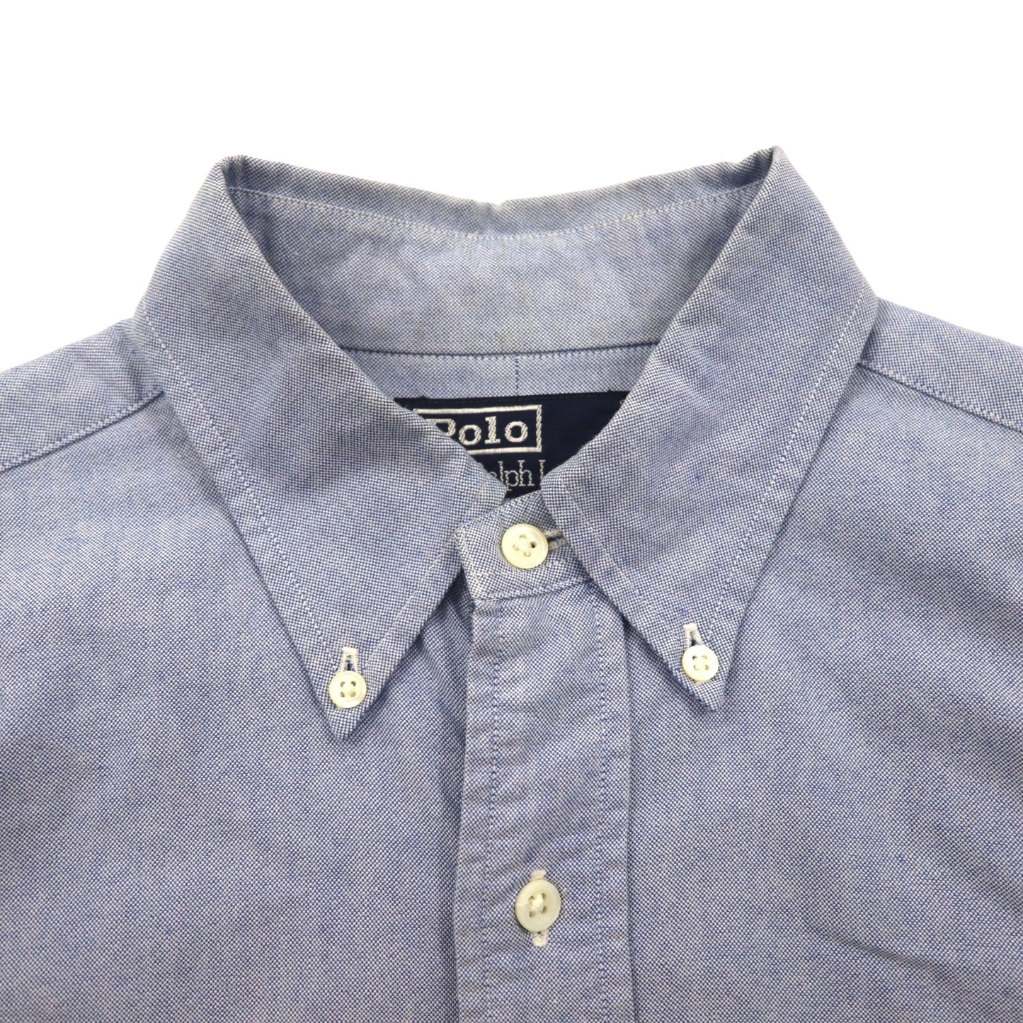 Polo Ralph Lauren 90年代 オックスフォード ボタンダウン シャツ M ブルー 胸ポケット エンブレム