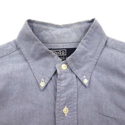 Polo Ralph Lauren 90年代 オックスフォード ボタンダウン シャツ M ブルー 胸ポケット エンブレム