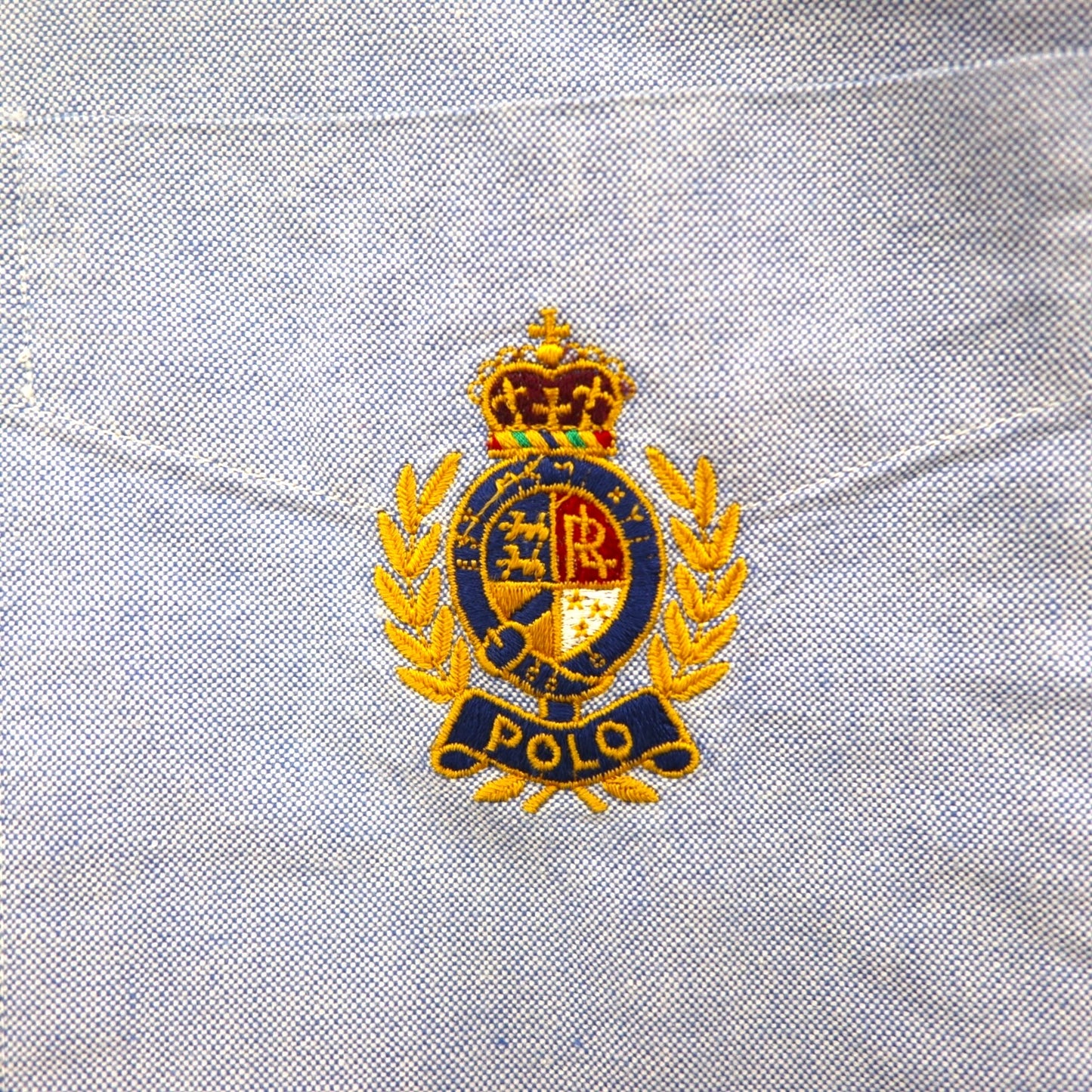 Polo Ralph Lauren 90年代 オックスフォード ボタンダウン シャツ M ブルー 胸ポケット エンブレム
