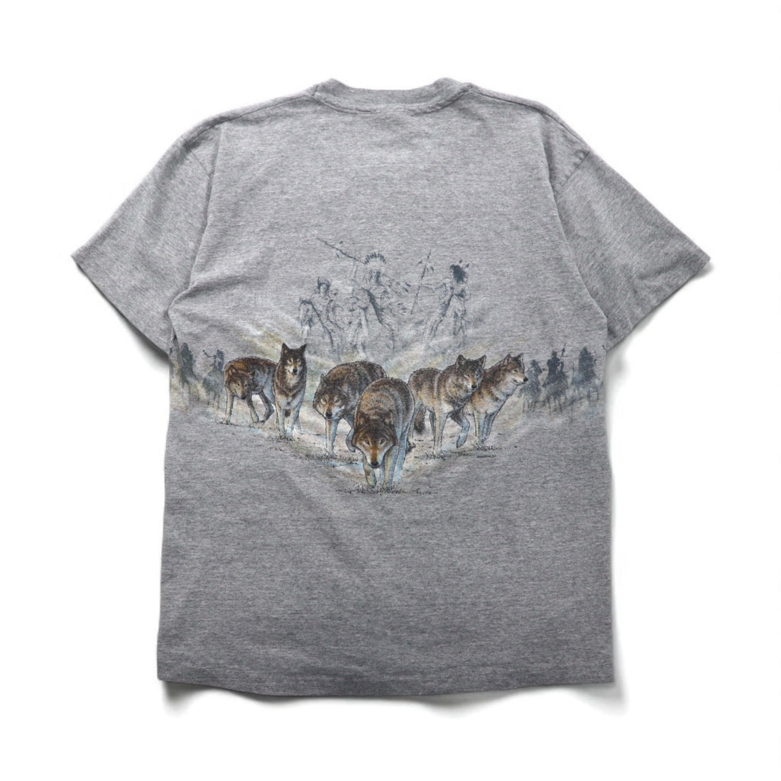 anvil 90年代 USA製 シングルステッチ Tシャツ XL グレー MINESOTA 両面 アニマル プリント オオカミ