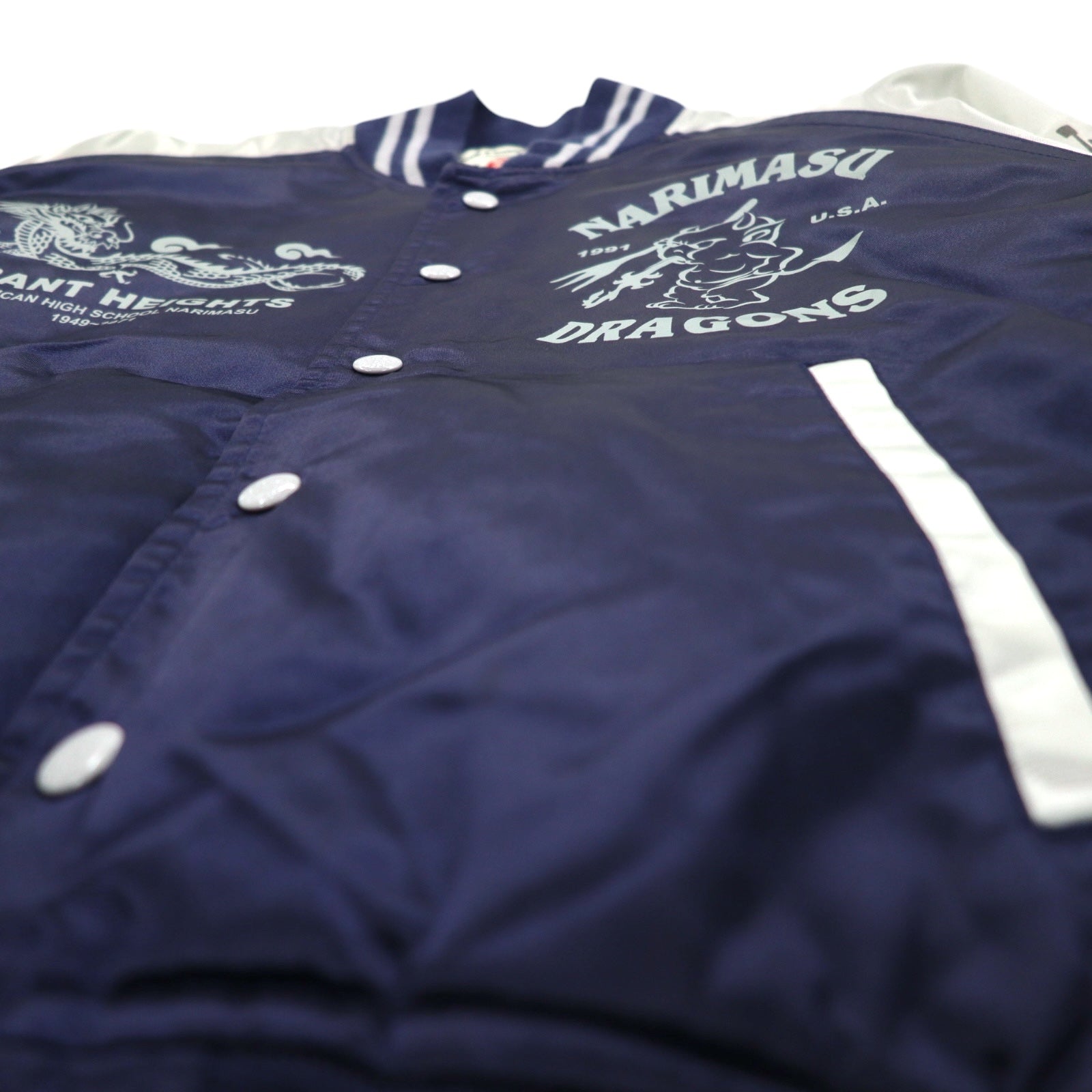 Ted Company Nylon Stadium Jacket, S, Navy, Double-Sided Print, Quilted Liner, NARIMASU DRAGONS