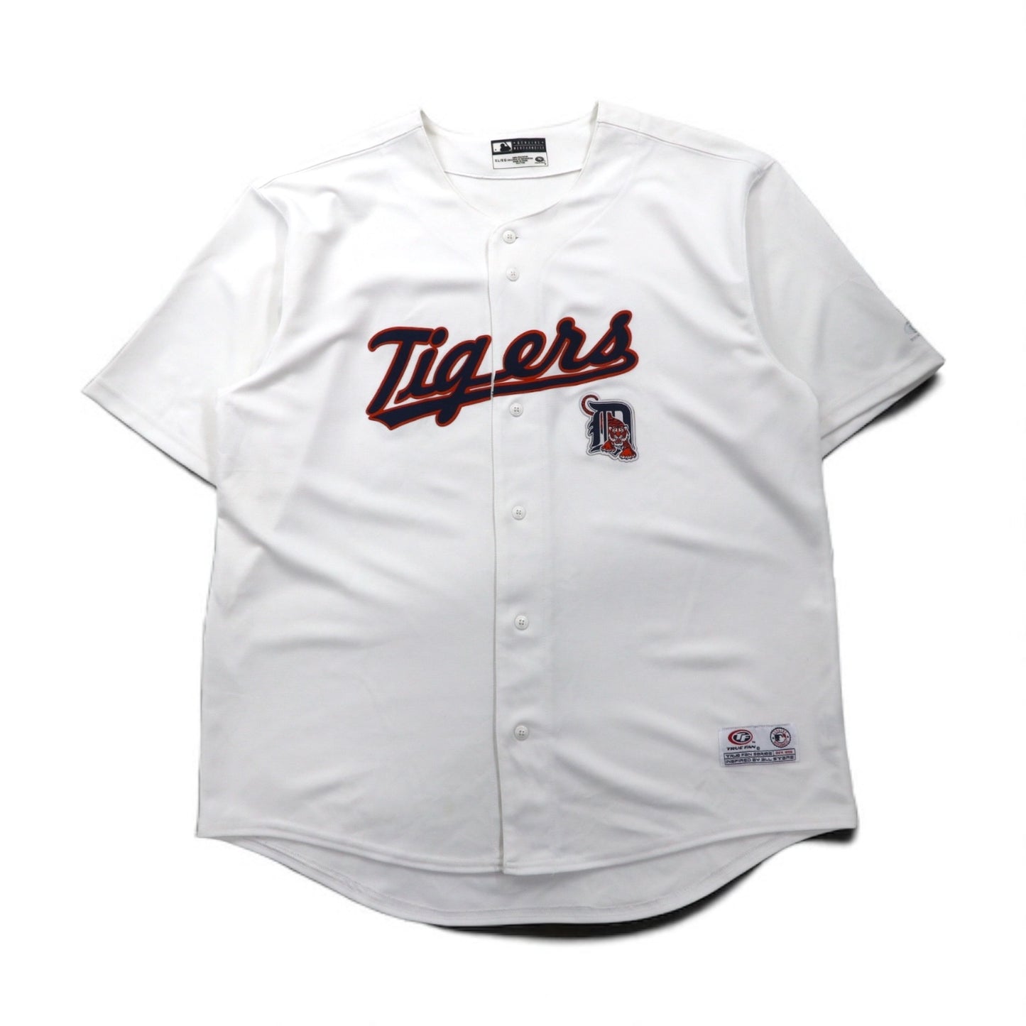MLB TRUE FAN ベースボールシャツ XL ホワイト ポリエステル デトロイト タイガース Detroit Tigers