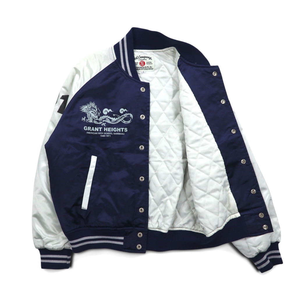 Ted Company Nylon Stadium Jacket, S, Navy, Double-Sided Print, Quilted Liner, NARIMASU DRAGONS