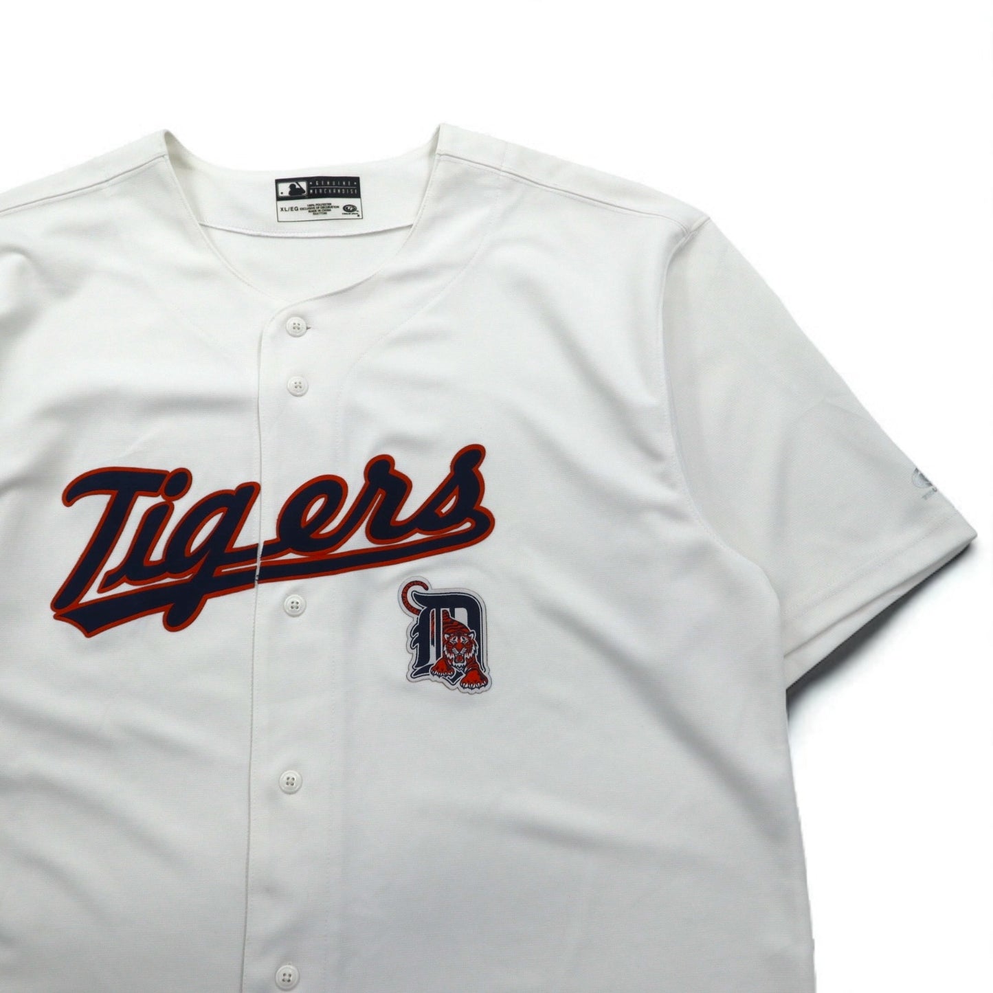 MLB TRUE FAN ベースボールシャツ XL ホワイト ポリエステル デトロイト タイガース Detroit Tigers