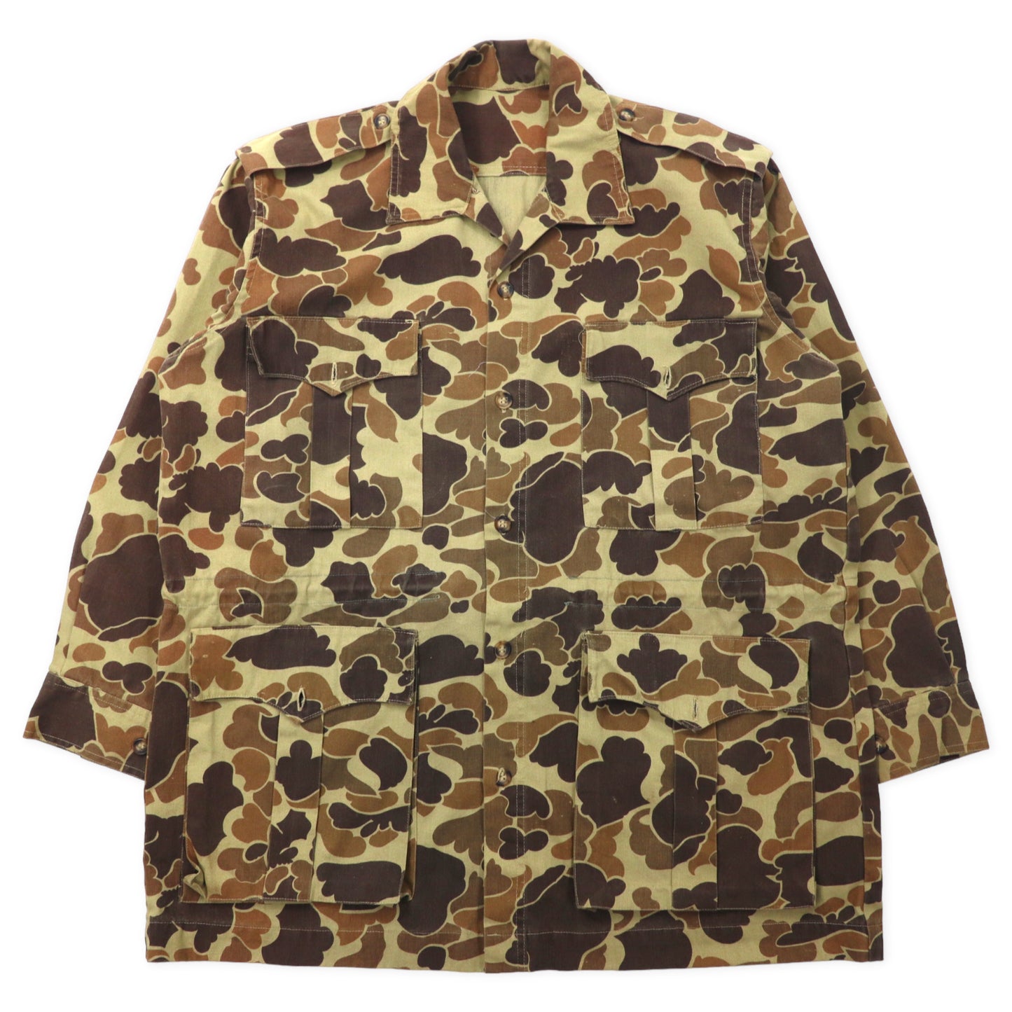 VINTAGE Duck Hunter Camo Hunting Jacket 80年代 ダックカモ ハンティングジャケット L カーキ コットン ドローコード