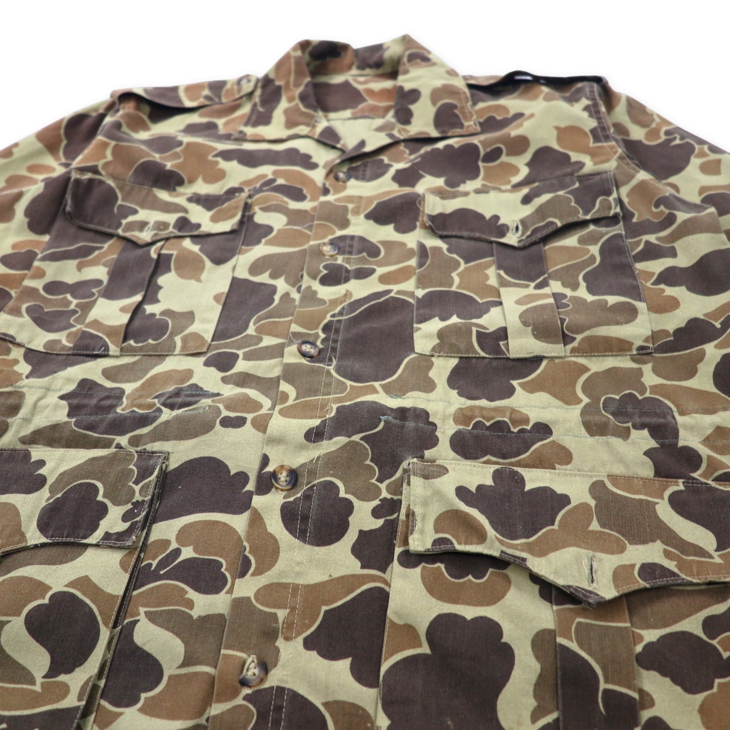 VINTAGE Duck Hunter Camo Hunting Jacket 80年代 ダックカモ ハンティングジャケット L カーキ コットン ドローコード