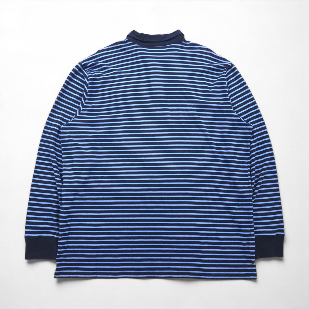 POLO JEANS CO. RALPH LAUREN 90s Long Sleeve Polo Shirt, Rugby Shirt, XL, Blue, Striped, Oversized