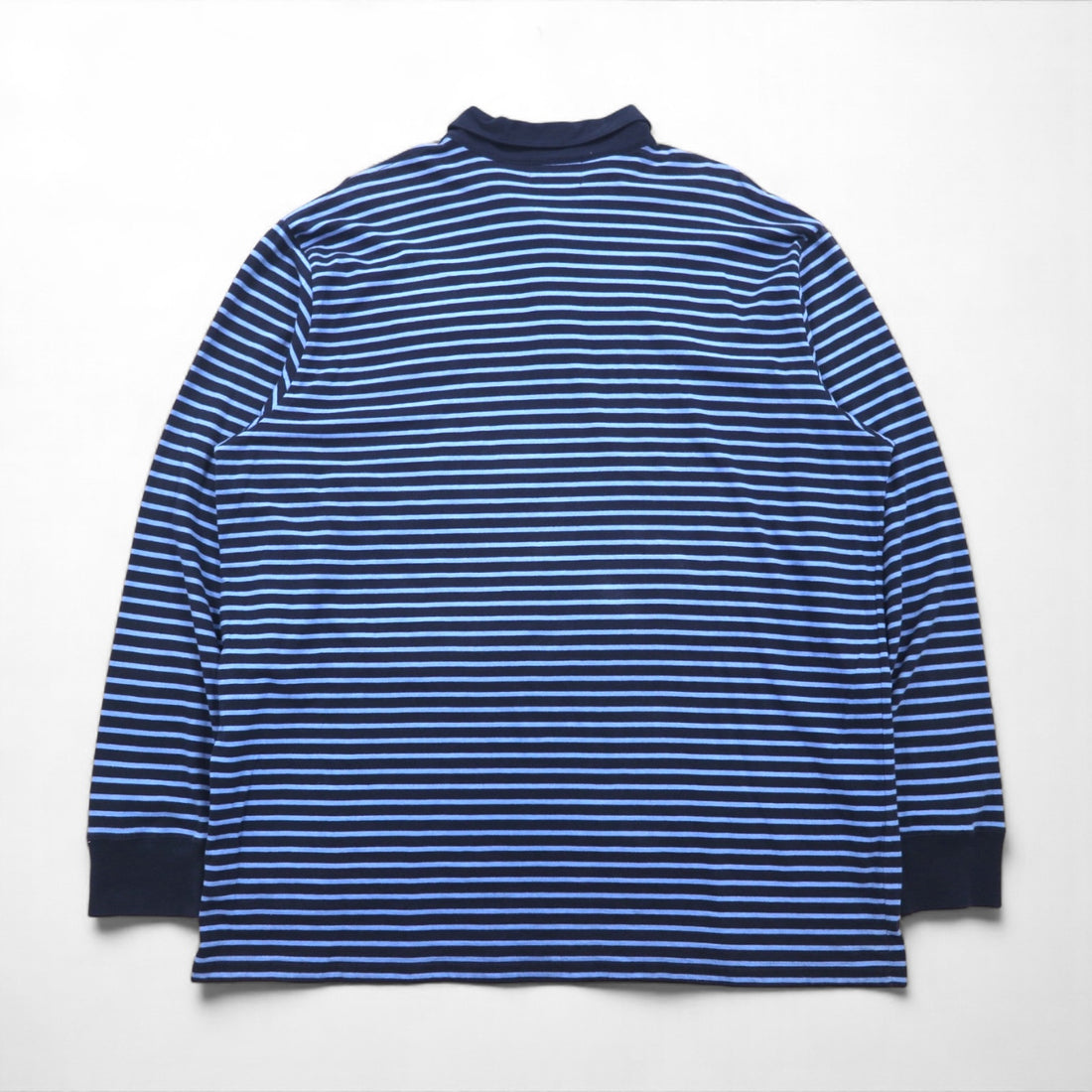 POLO JEANS CO. RALPH LAUREN 90s Long Sleeve Polo Shirt, Rugby Shirt, XL, Blue, Striped, Oversized