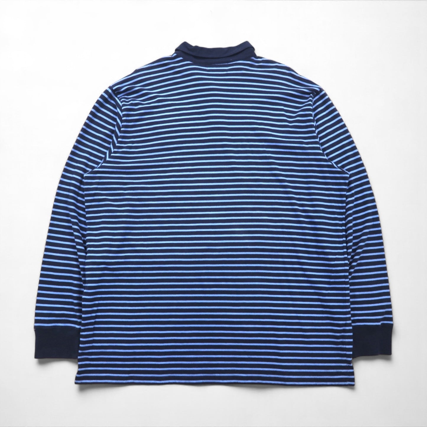 POLO JEANS CO. RALPH LAUREN 90s Long Sleeve Polo Shirt, Rugby Shirt, XL, Blue, Striped, Oversized