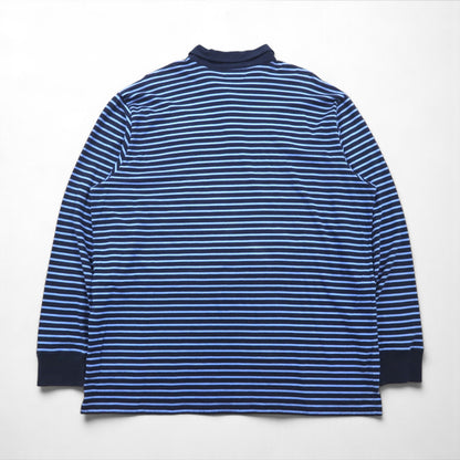 POLO JEANS CO. RALPH LAUREN 90s Long Sleeve Polo Shirt, Rugby Shirt, XL, Blue, Striped, Oversized