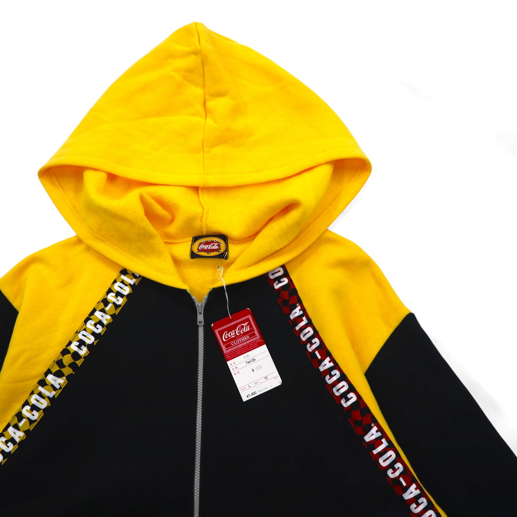 Coca Cola フルジップパーカー L イエロー ブラック コットン テープロゴ 未使用品