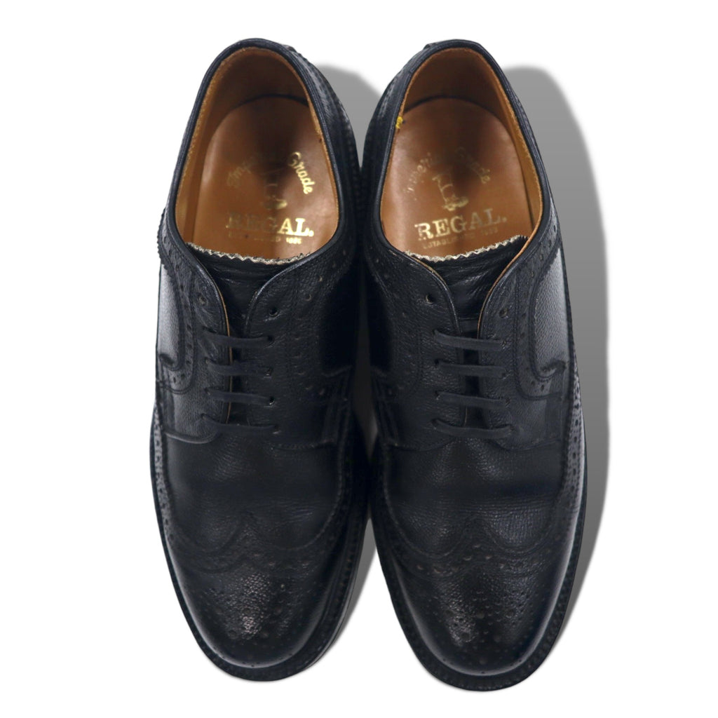 REGAL Wingtip Medallion Shoes Country Shoes 23.5cm Black Leather Embossed 6263 2235 Made in Japan