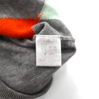 FRED PERRY アーガイル柄 Vネック ニット セーター M グレー ウール ワンポイントロゴ刺繡 F3004