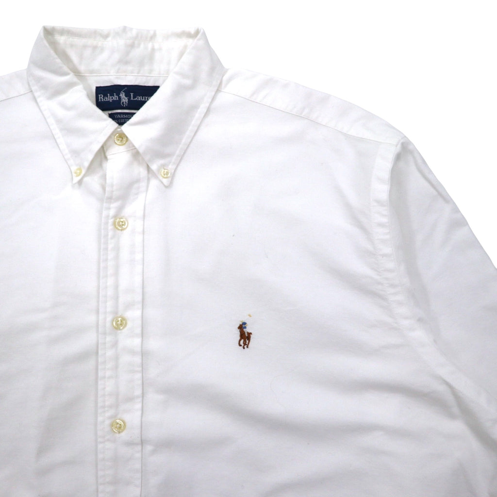 RALPH LAUREN 90s Oxford Button-Down Shirt, XL, White Cotton, YARMOUTH Small Pony Embroidery