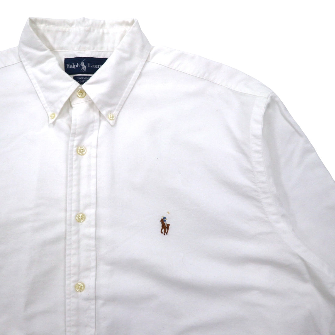 RALPH LAUREN 90s Oxford Button-Down Shirt, XL, White Cotton, YARMOUTH Small Pony Embroidery
