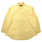 日本然リトテ-古着オンライン-RALPH LAUREN 90年代 オックスフォード ボタンダウンシャツ XXL イエロー コットン BLAKE スモールポニー 刺繍-RALPH LAUREN 90's Oxford button-down Shirts XXL Yellow Cotton BLAKE Small Pony Embroidery