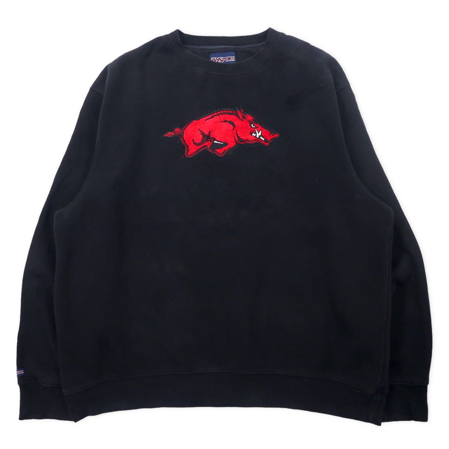 JAN SPORT カレッジ刺繍 スウェット XXL ブラック コットン 裏起毛 フットボール ARKANSAS RAZORBACKS ビッグサイズ