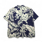 TOMMY BAHAMA Silk Open-Collar Aloha Shirt, XL, Navy, Hibiscus