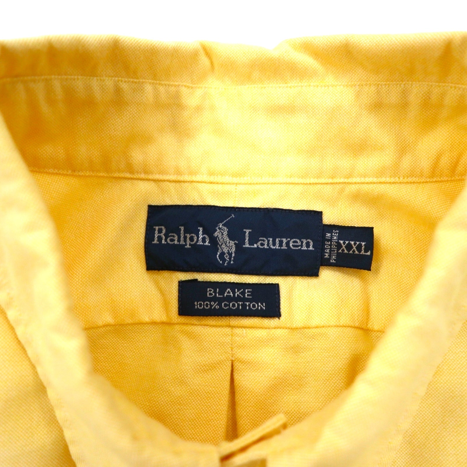 RALPH LAUREN 90年代 オックスフォード ボタンダウンシャツ XXL イエロー コットン BLAKE スモールポニー 刺繍