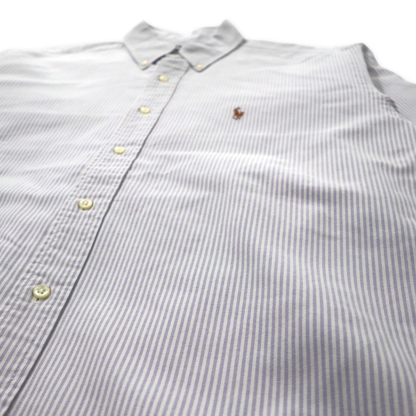 Ralph Lauren オックスフォード ボタンダウンシャツ 16 1/2-36 ブルー ホワイト ストライプ コットン YARMOUTH スモールポニー刺繍 ビッグサイズ