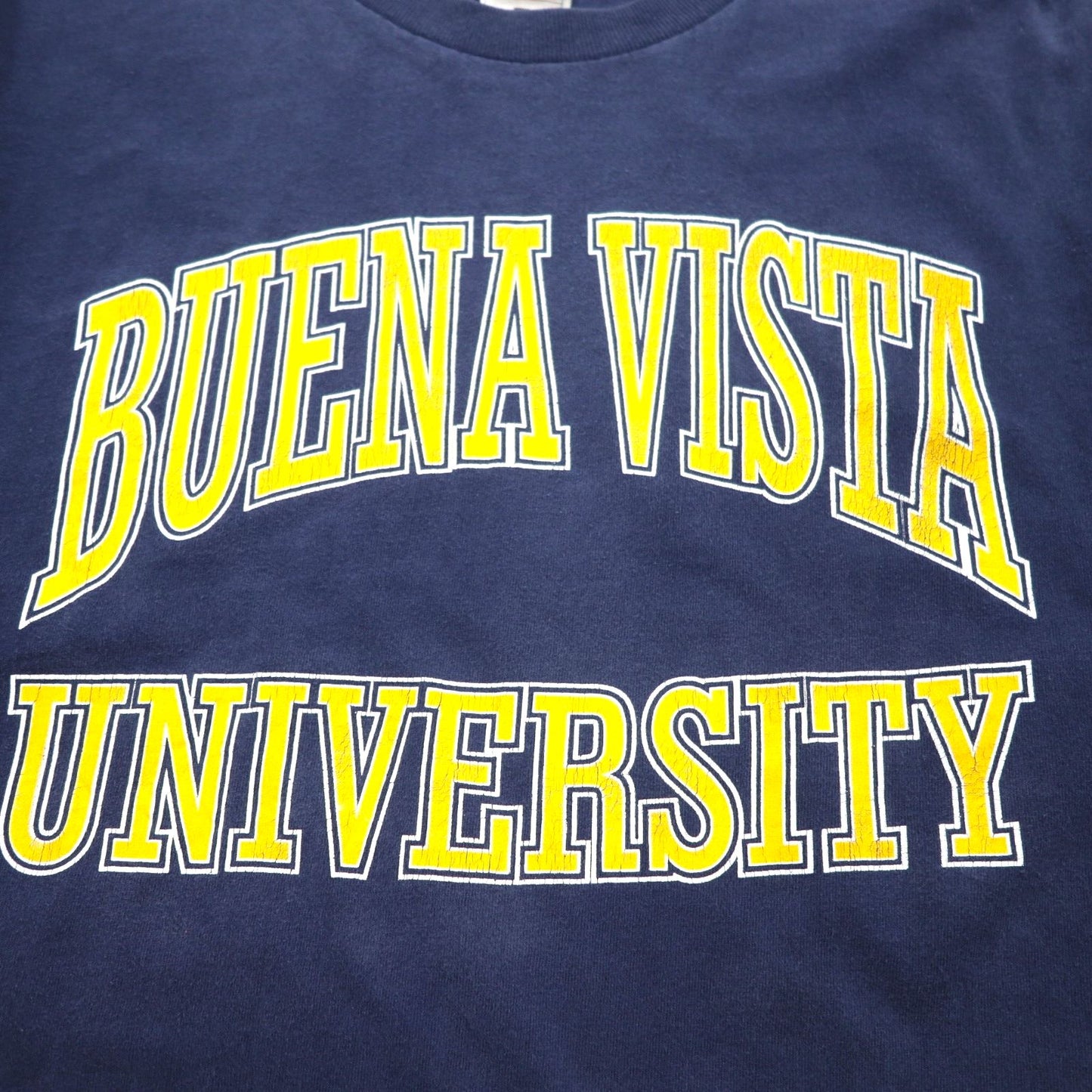 FRUIT OF THE LOOM 90s College Print T-Shirt, XXL, Navy, Made in El Salvador