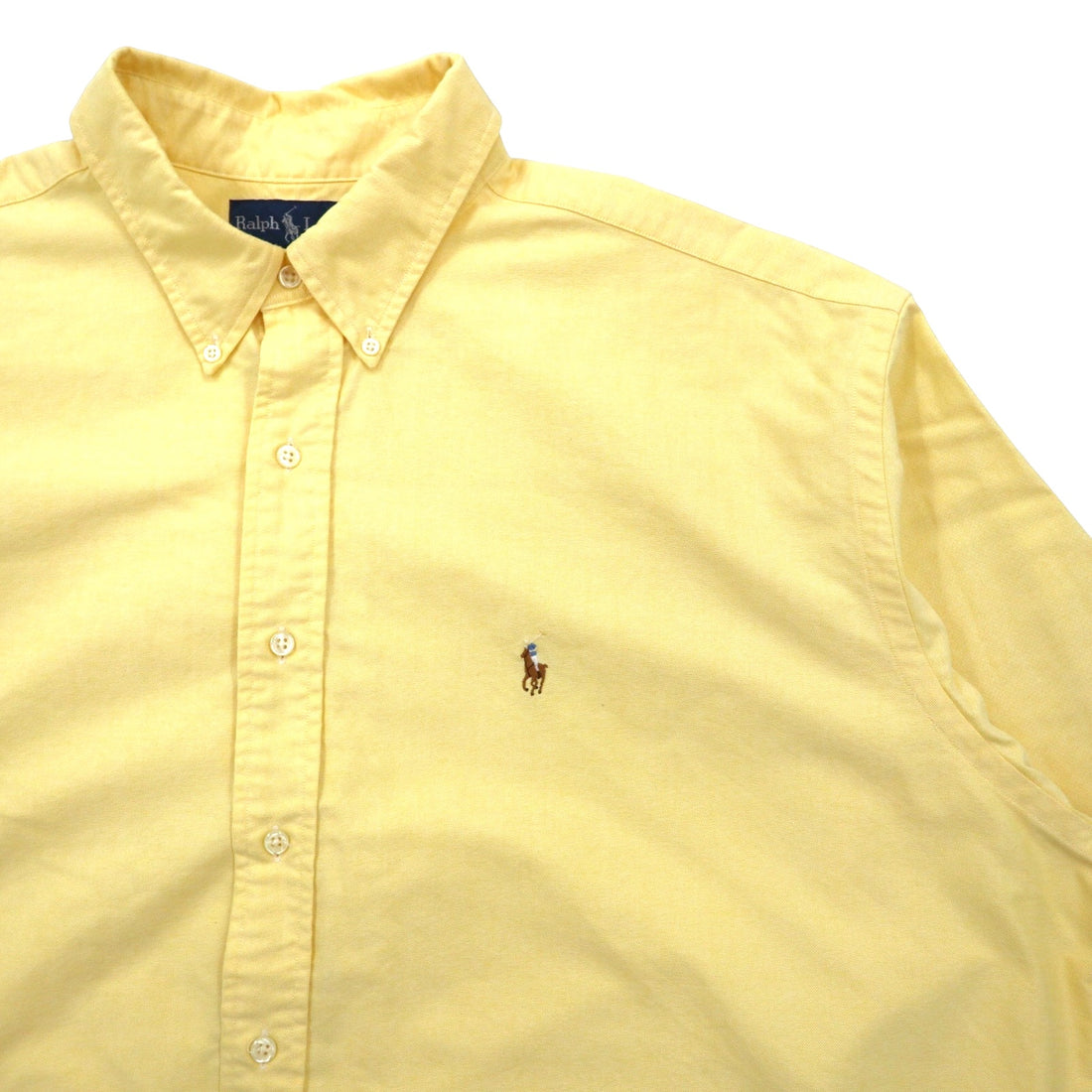 RALPH LAUREN 90s Oxford Button-Down Shirt, XXL, Yellow, Cotton, BLAKE Small Pony Embroidery